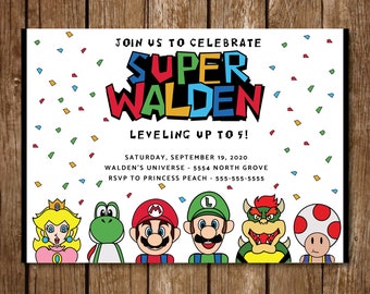 Digital Mario Party Birthday Invite + Files || Mario, Luigi, Peach, Bowser, Yoshi, Toad, Gumba, Boo || Super Mario ||Level Up