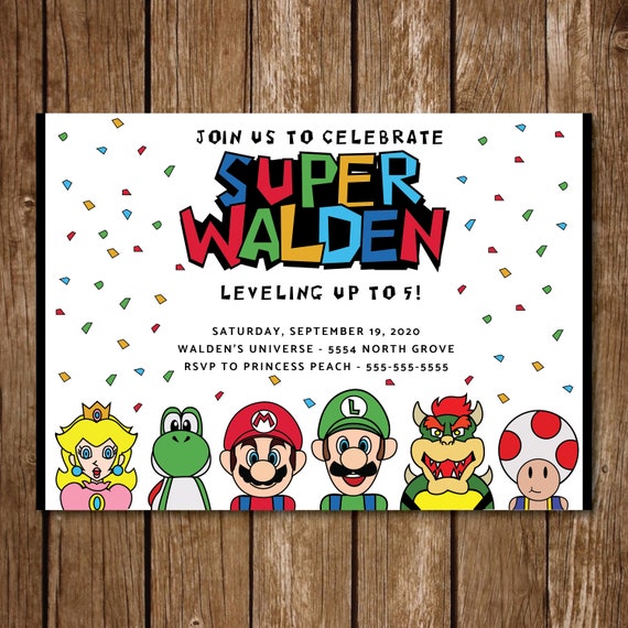 Invito digitale elettronico festa di compleanno tema SUPER MARIO