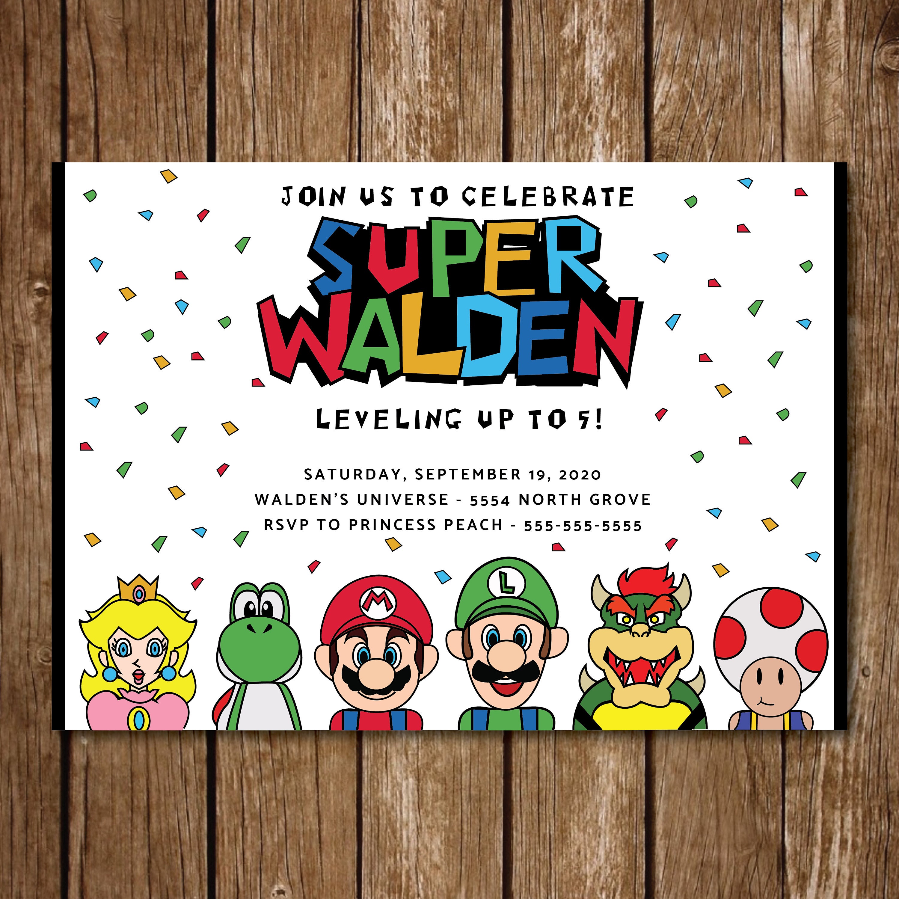 Invitation d'anniversaire numérique Mario Party fichiers Mario