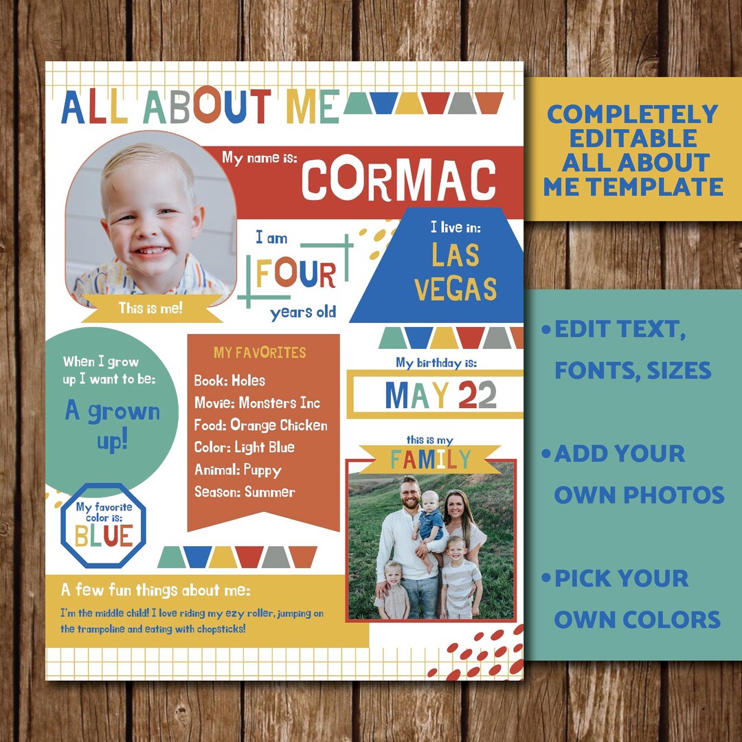 ALL ABOUT ME Canva Template Student Of The Week Star Student Sheet 
