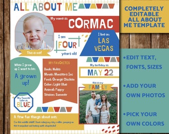 ALL ABOUT ME  Canva Template || Student of the Week || Star Student Sheet || Student Get to Know You || All About Me
