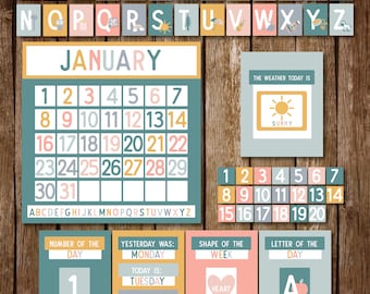 HOMESCHOOL Wall Calendar || Months, Days, Letters, Numbers, Weather || Command Center|| ABC Poster || Months, Dates, and Weather || DIGITAL