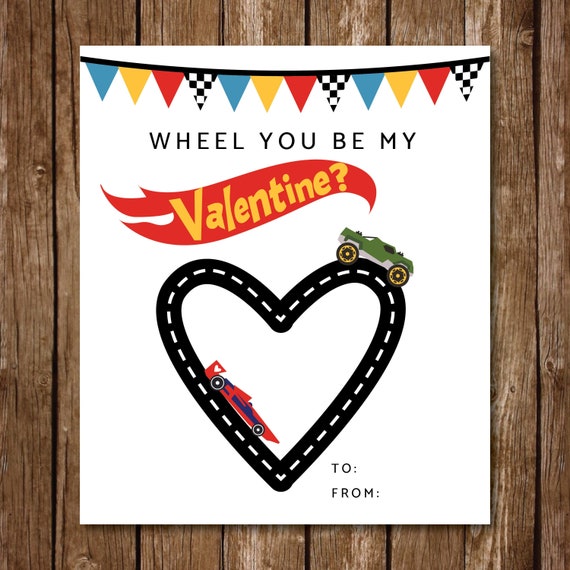 Hot Wheels Valentine's Day Cards Cars Race Cars | Etsy