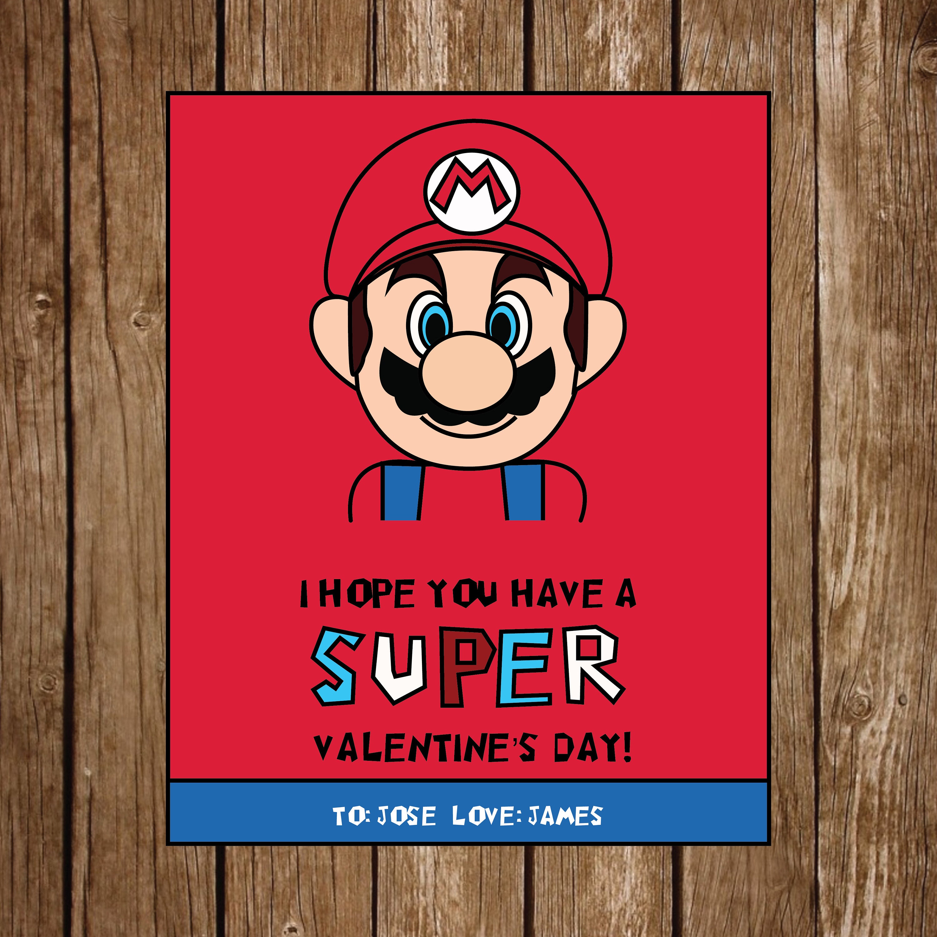 Mario Valentine's Day Cards Super Mario Mario Party | Etsy