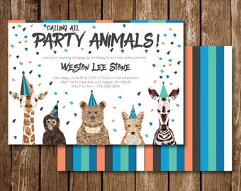 Calling All Party Animals Birthday Invitation