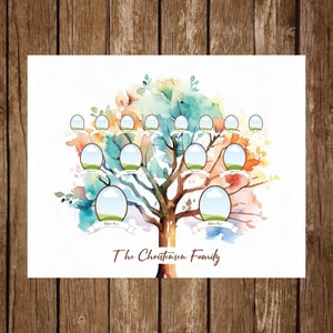 Instant Editable FAMILY GENEALOGY TREE  || Digital file || Instant Digital Download || Family Photo Tree || Family Tree || Editable in Canva