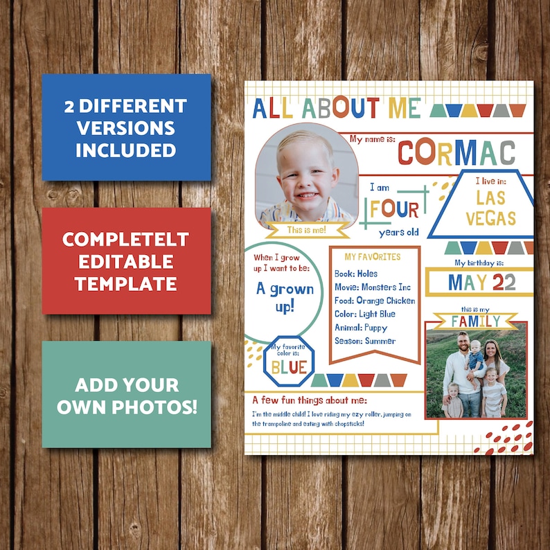 All about me canva template student of the week star etsy