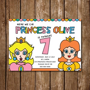 PRINCESS Mario Party Birthday Invite ||  Peach and Daisy || Super Mario || Nintendo Princesses
