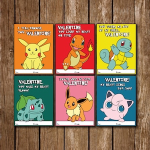 POKEMON Valentine's Day Cards || Pikachu, Charzard, Squirtle, Bulbasaur, Eevee, Jigglypuff ||