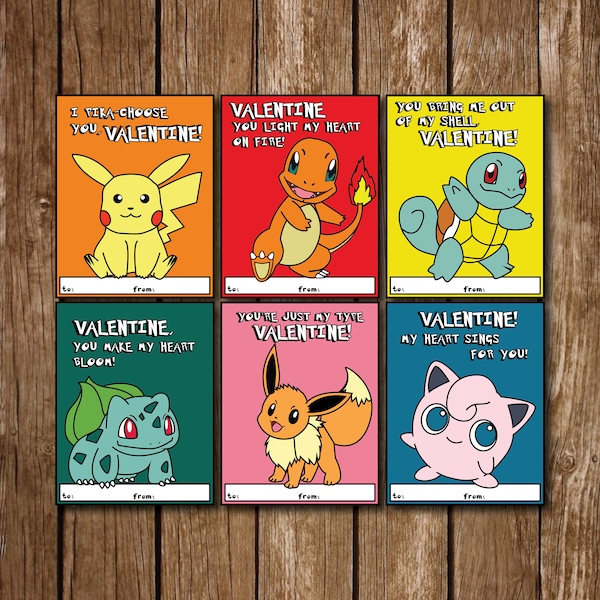 POKEMON Valentine's Day Cards || Pikachu, Charzard, Squirtle, Bulbasaur, Eevee, Jigglypuff ||