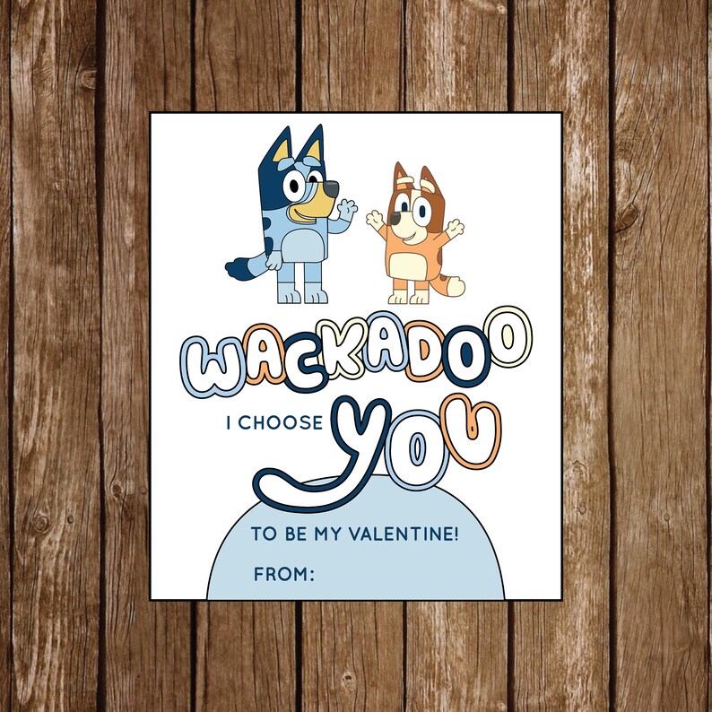 Bluey Valentine s Cards Bluey Bingo Wackadoo Etsy Canada