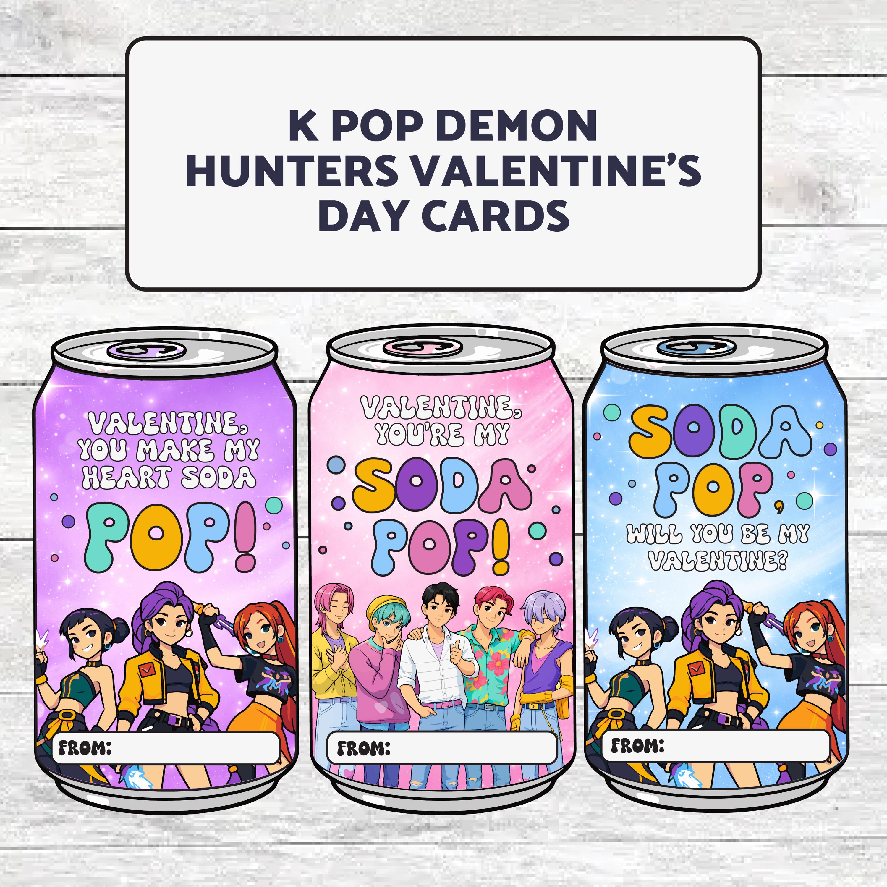 K Pop Demon Hunters Valentine's Day Cards || Huntrix, Saja Boys
