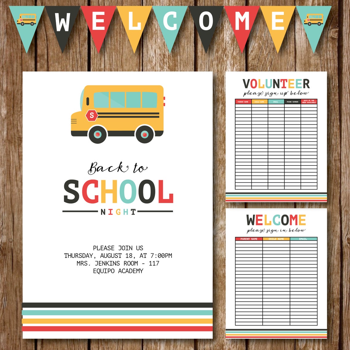 Back To School Night Invite Volunteer Sign Up Sheet Etsy