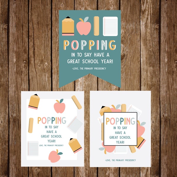 Back to School Gift Tag || Primary Presidency Gift || Primary || Come Follow Me || Popcorn Tag || From is Editable