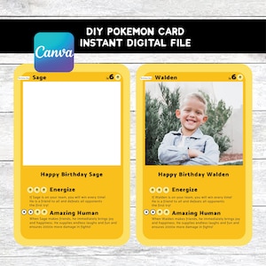 Große Pokemon DIY Pokemon Karte || Fotorequisite || DIY Pokemon Karte || Digitale Datei || Pokemon Geburtstagsparty || Party Hintergrund || Canva-Datei