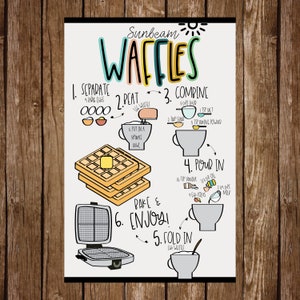 Illustrated Recipe || Custom Recipe Artwork || Family Recipes || Gift Idea || Waffle Recipe