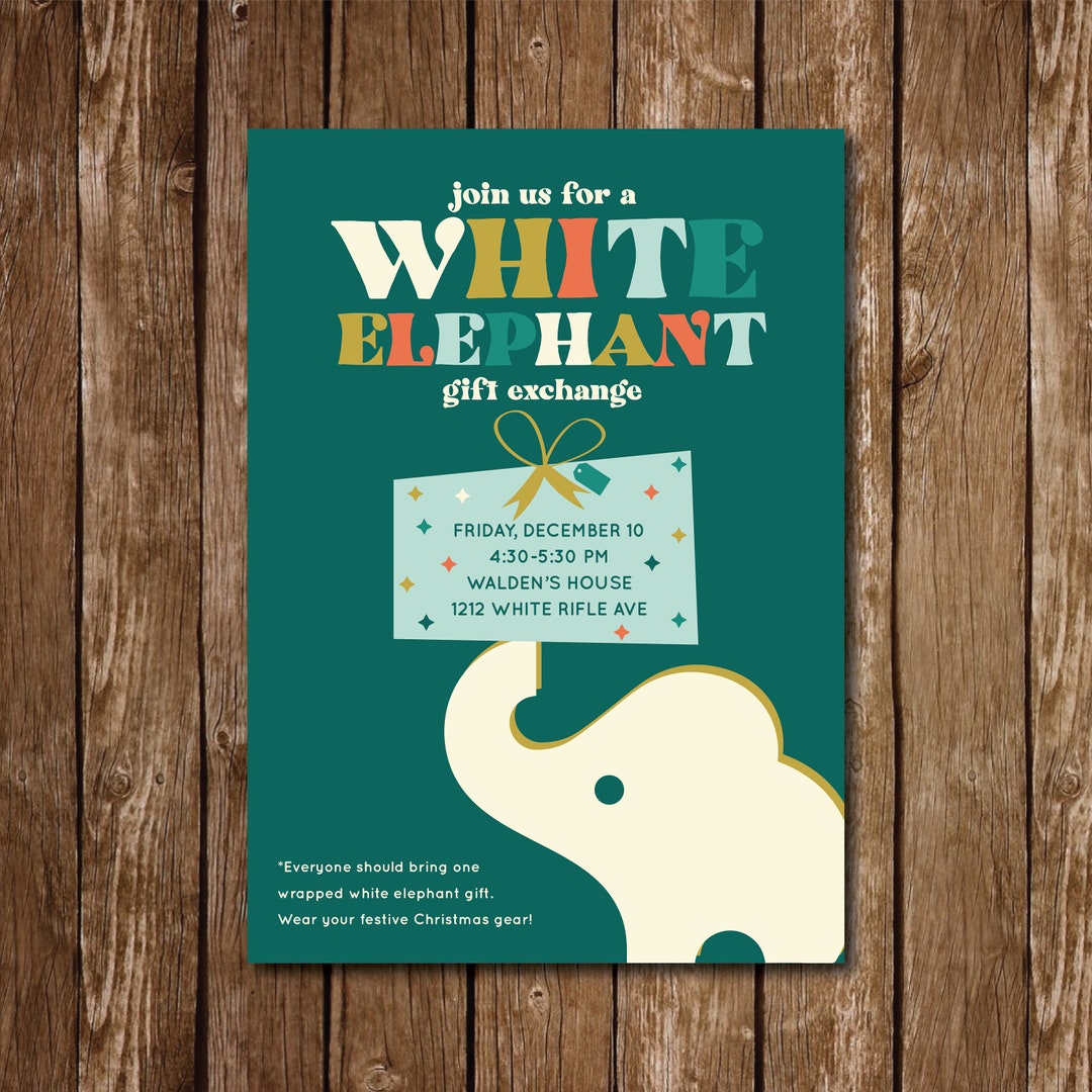 White Elephant Gift Exchange Party Christmas Party White Elephant Etsy