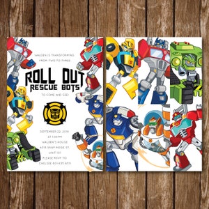 Digital Rescue Bots Invite + Files || Rescue Bot Birthday Party || Chase, Heat Wave, Bumblebee, Blades, Boulder & Optimus Prime || Digital