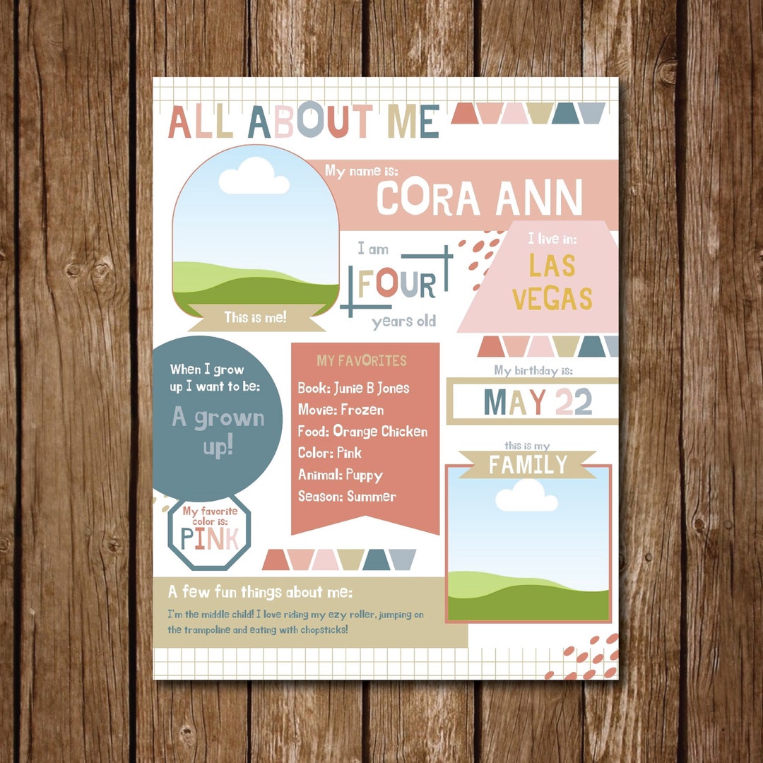 ALL ABOUT ME Canva Template Student Of The Week Star Student Sheet 