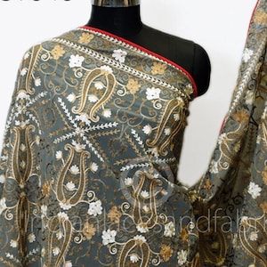 Indische bestickte Hochzeit Dupatta Chinnon Lange Dupatta Brautschleier Lehenga Stickerei Stolen Festival Punjabi Kleid Chunni Geschenke