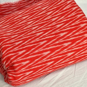 Red Ikat Fabric Yardage Hand loom Cotton sold by yard Ikat Summer Dress Material Apparel Caftans Home Decor Tablecloth Drapery Cushions