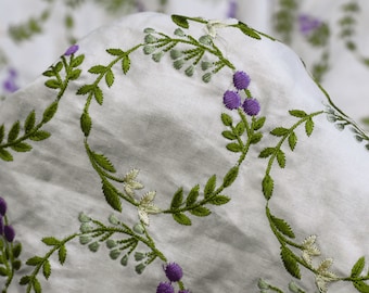 Embroidered Fabric Indian Embroidery Cotton Fabric by the Yard Sewing Fabric DIY Crafting Summer Women Dresses Costumes Doll Bag Home Decor