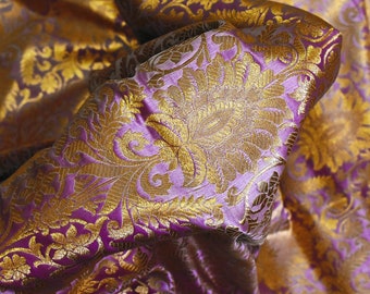 Indian Mauve Brocade by the yard Banarasi Wedding Dress Material Lehenga Skirts Vest or Corset Fabric Theatrical Costumes Upholstery Curtain