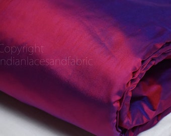 80 gsm Iridescent Indian Pure Silk Fabric by the yard Light Weight Soft Silk Curtains Scarf Costume Apparel Wedding Evening Dresses Dolls
