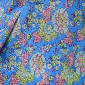 Blue Indian Hand Block Print Sewing Soft Cotton Fabric by the yard Quilting Dressmaking Nursery Crafting Curtains Summer Women Kids Apparels