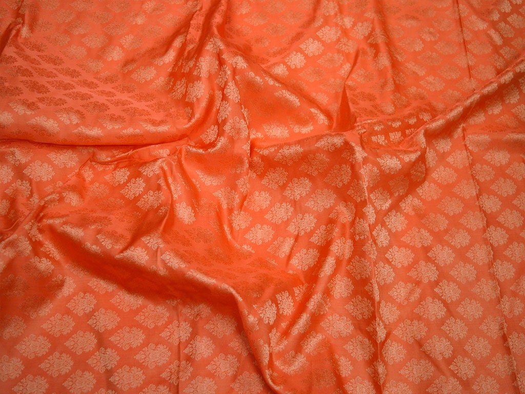 Sewing Crafting Orange Jacquard Brocade Fabric by the Yard - Etsy