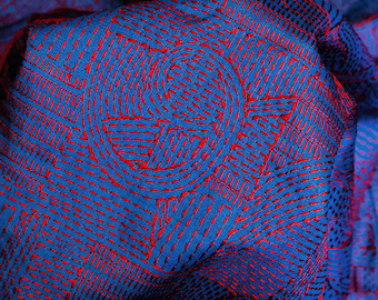Blue Pure Silk Embroidered Fabric by the yard Tussar Fabric Indian Embroidery Raw Silk Wild Natural Handmade Silk Tussah Dress Material