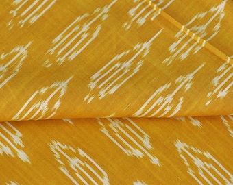 Yellow Ikat Cotton Fabric by yard Homespun Indian Handloom Quilting Sewing Crafting Women Kids Summer Dresses Cushions Home Decor Draperies