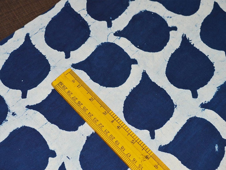 Indigo fabric Vegetable dyed Block Printed Cotton Indigo Blue and White Cotton Fabric Leaf Print Hand Stamped Sold by Yard dress material