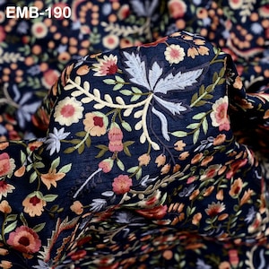 Tecido indiano bordado por metro para costura, artesanato, bordados, vestidos de noiva, fantasias, bonecas, bolsas, capas de almofada e caminhos de mesa.