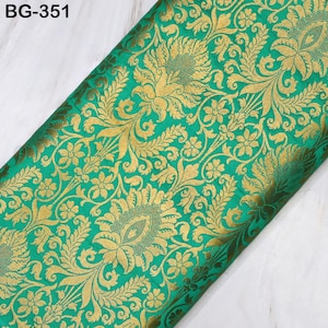 Brocade Fabric Sea Green Gold Weaving Banarasi Brocade Fabric party wear Wedding Dress Fabric Brocade fabric by the Yard