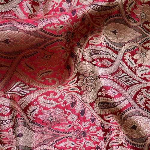 Indian Beige Brocade Fabric by the Yard Banarasi Dress - Etsy