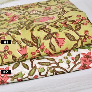 Indiano stampato a mano blocco stampato morbido tessuto di cotone tagliato a misura Abiti estivi Quilting Apparel Camicie da notte