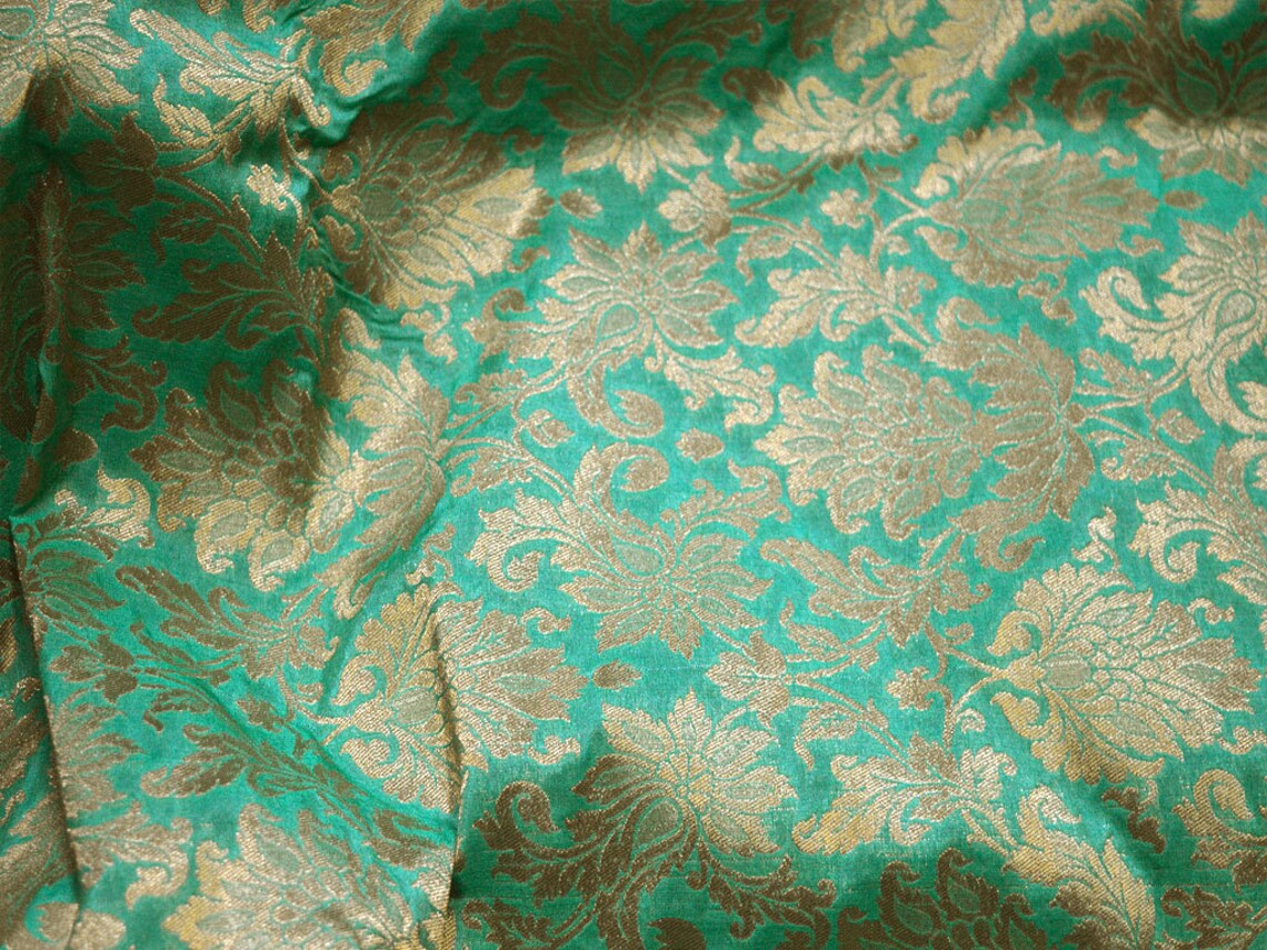 Green Silk Brocade 476 Fabric main image 1