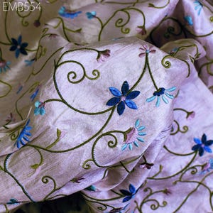 Reine Dupionseide, bestickter Stoff, Meterware, Nähen, Basteln, indische Stickerei, Hochzeitskleider, Kostüme, Puppen, Kissen, Tischläufer