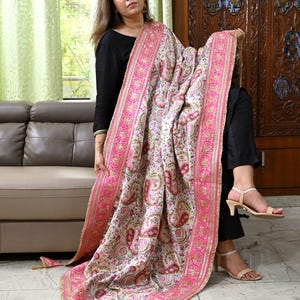 Magenta Silk Dupatta Banarasi Long Brocade Dupatta Chunni Bridal Veil Wedding Lehenga Shawls Wrap Punjabi Dress Head Scarf Women Gift Mother