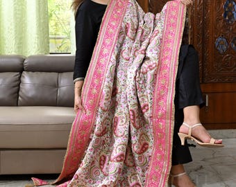 Magenta Silk Dupatta Banarasi Long Brocade Dupatta Chunni Bridal Veil Wedding Lehenga Shawls Wrap Punjabi Dress Head Scarf Women Gift Mother
