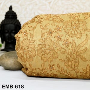 Embroidered Fabric by the yard Sewing Crafting Indian Embroidery Wedding Dress Blouses Historical Costumes Cigarette Trousers Table Runners