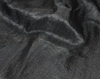 Black Pure Dupioni Silk Fabric Indian Raw Silk Fabric by the yard Dupion Costumes Dresses Pillows Cushions Table Covers Crafting Wedding
