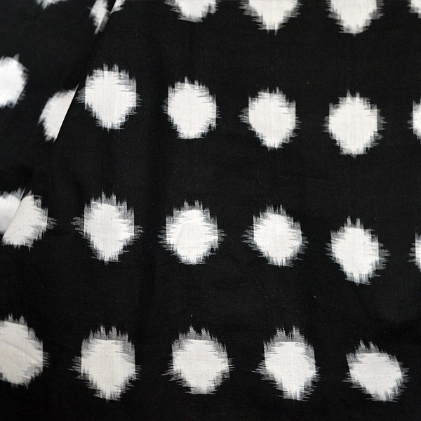 Ikat fabric, Handloom Ikat Cotton Fabric - Handwoven Ikat - Ikat Pattern in Black and White,  Ikat Fabric by the Yard