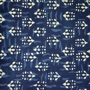 Indian Summer Dress Quilting Cotton Fabric Sold by Yard Hand Stamped Indigo Blue Sewing Crafting Curtains Summer Women Girls Dresses Apparel