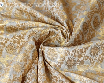 Tissu de robe de mariage, tissu de costume indien, tissu de brocart, tissu de Banarasi, tissu de brocart par le brocart de yard Tissu de Ban