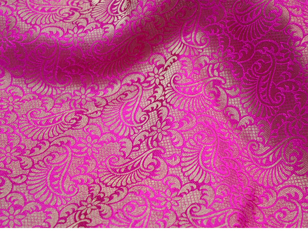 Hot Pink Gold Costume Indian Art Silk Banarasi Brocade Fabric - Etsy