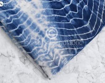 Indian Handmade Cotton Tie Dye Indigo Shibori Blue Color Dyed By Hand Women Summer Dresses Quilting Sewing Crafting Cloth Fabric By The Yard