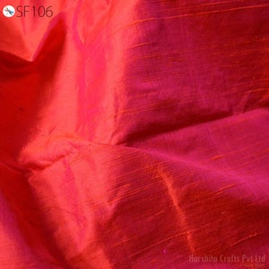 Iridescent Red Indian Pure Dupioni Raw Silk Fabric by the Yard Crafting Sewing Costumes Wedding Dress Skirt Vest Coats Pillow Cover Curtains