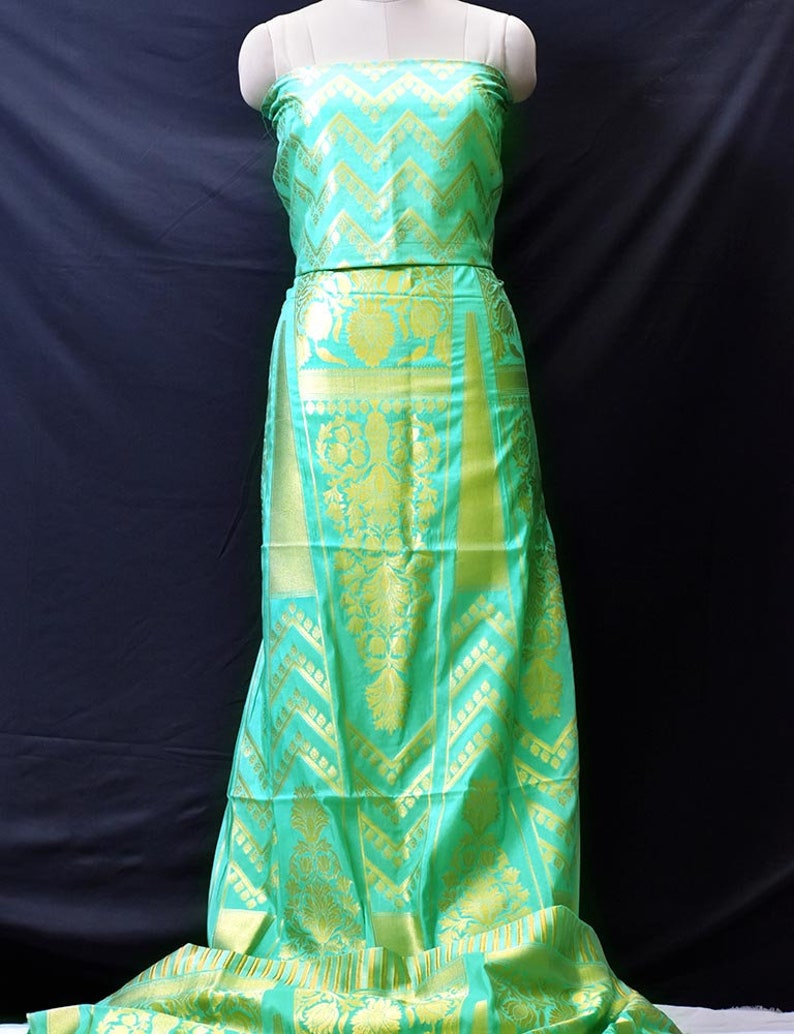 Green Brocade Lehenga Kali Skirt Blouse Banarasi Handloom | Etsy